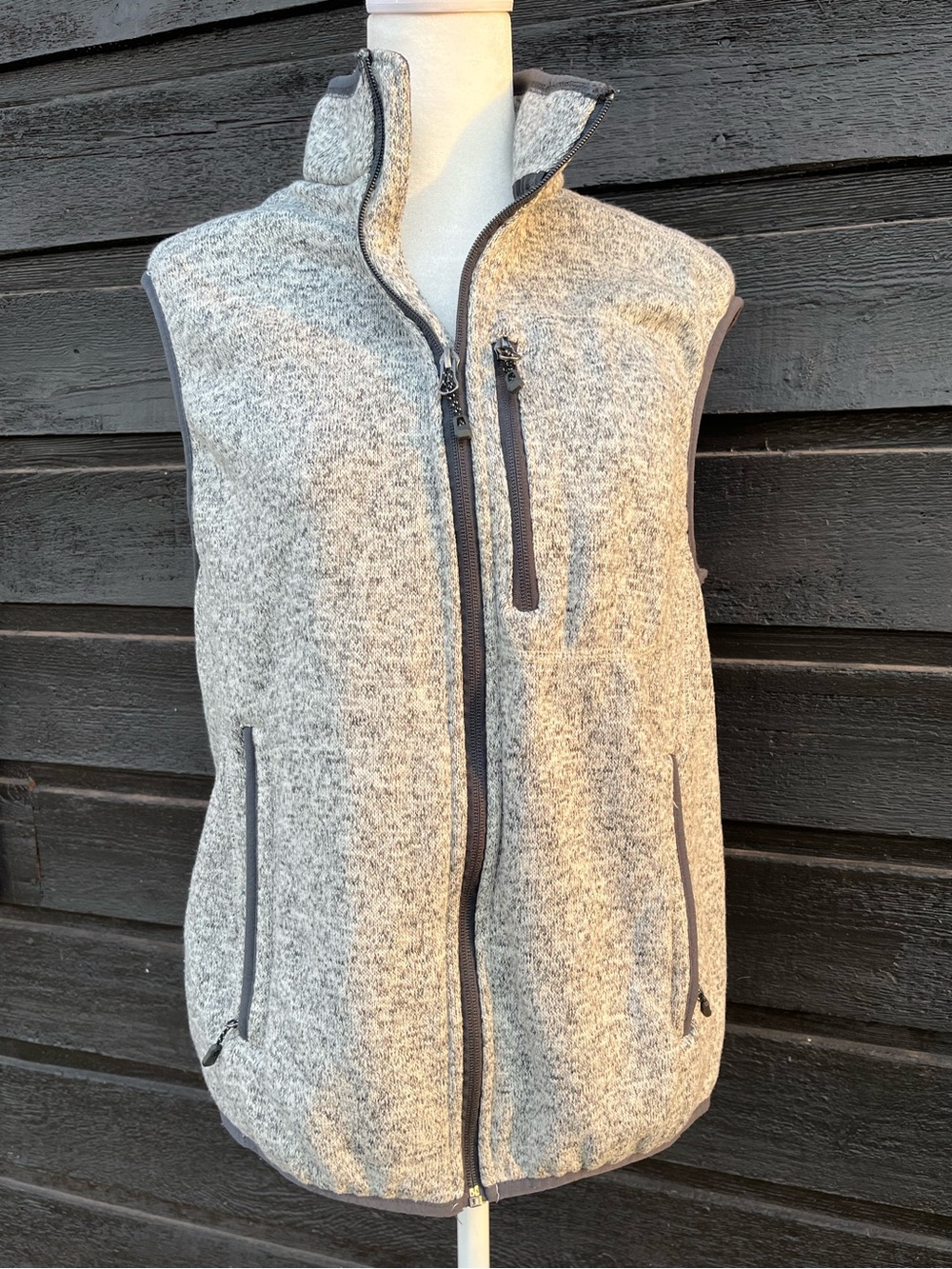 Free Country Gray Heather Zip Front Fleece Vest